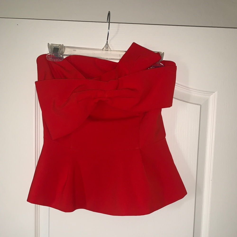 Very cute strapless peplum top